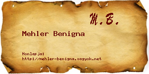 Mehler Benigna névjegykártya